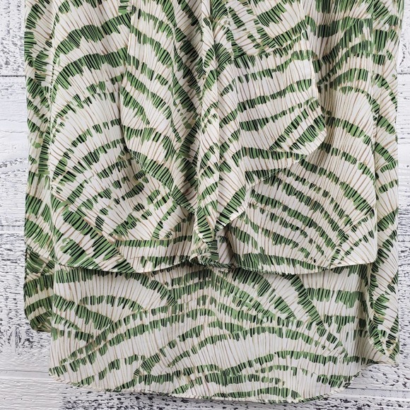 Sioni Hi-Lo Hem Sleeveless Blouse Pleated Front Sz Large Earthy Neutral Comfort - Picture 4 of 8